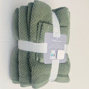 6pc TRULY LOU 100% Cotton Bath Towel Set - OILGRN